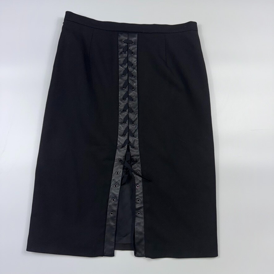 Bcbg Maxazria Knee Length Pencil Skirt Women's Sz 0 Black Lace Up Corset Back